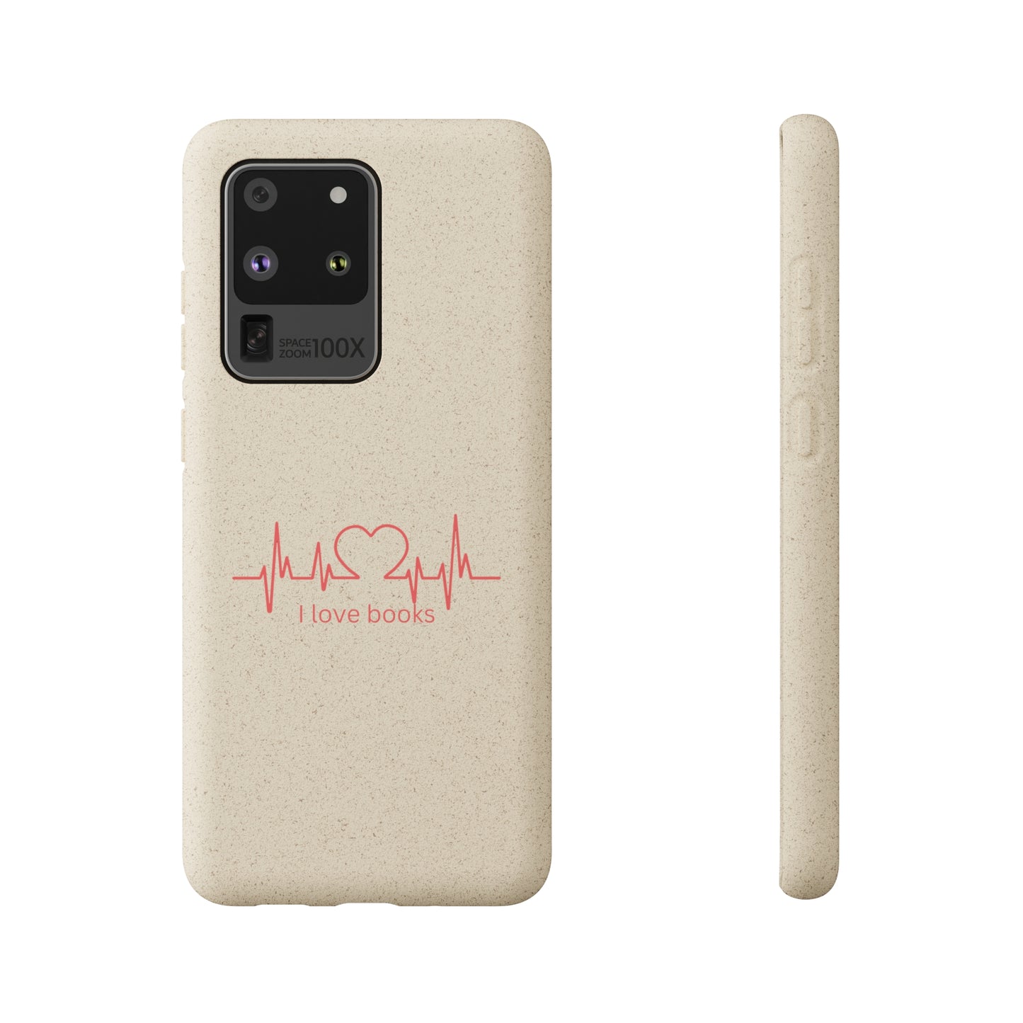 I Love Books Biodegradable Phone Case | Eco-Friendly & Wireless Charging Compatible