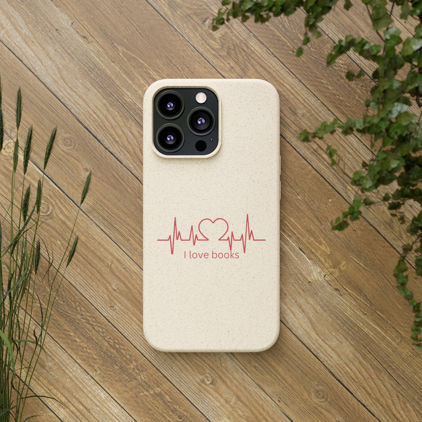 I Love Books Biodegradable Phone Case | Eco-Friendly & Wireless Charging Compatible