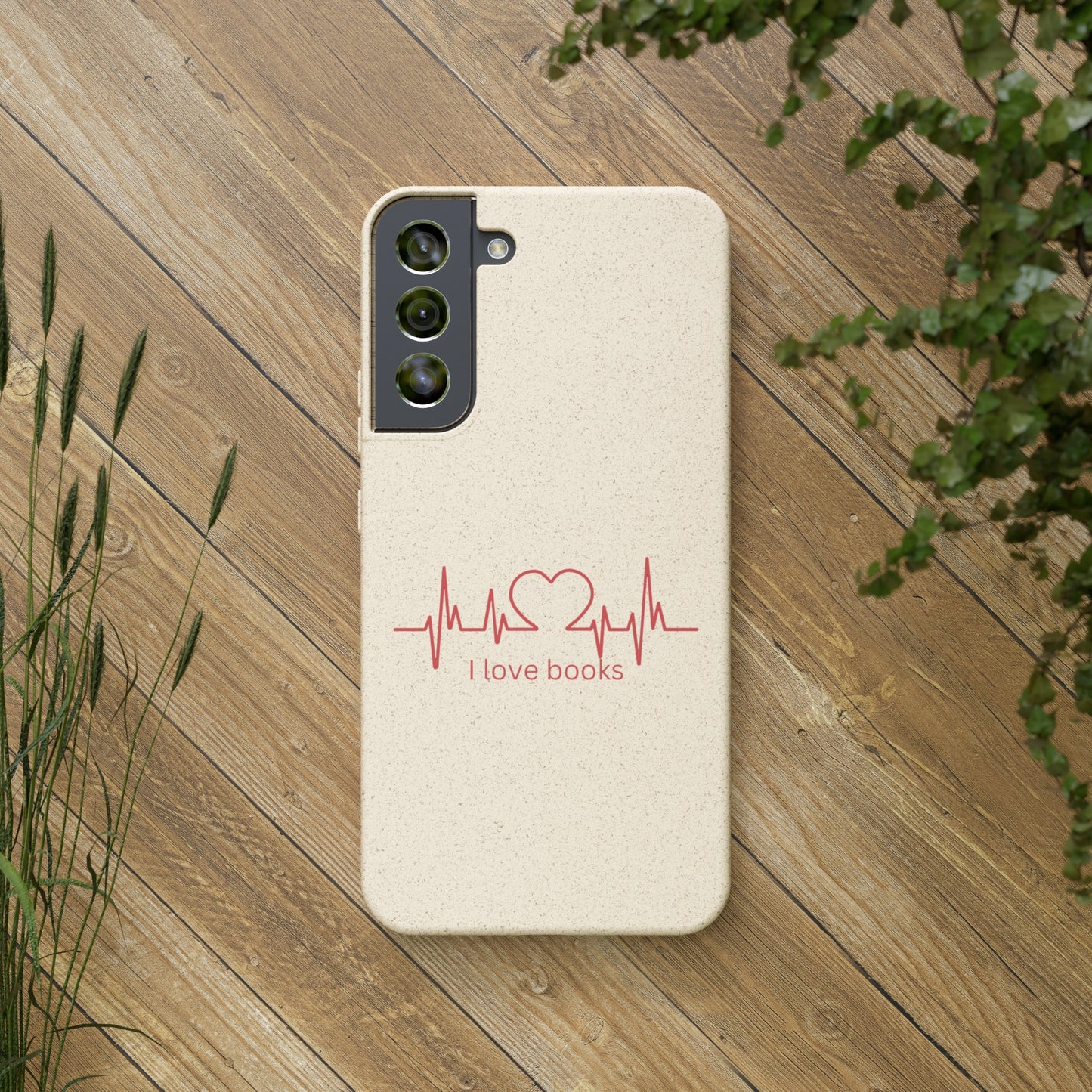 I Love Books Biodegradable Phone Case | Eco-Friendly & Wireless Charging Compatible