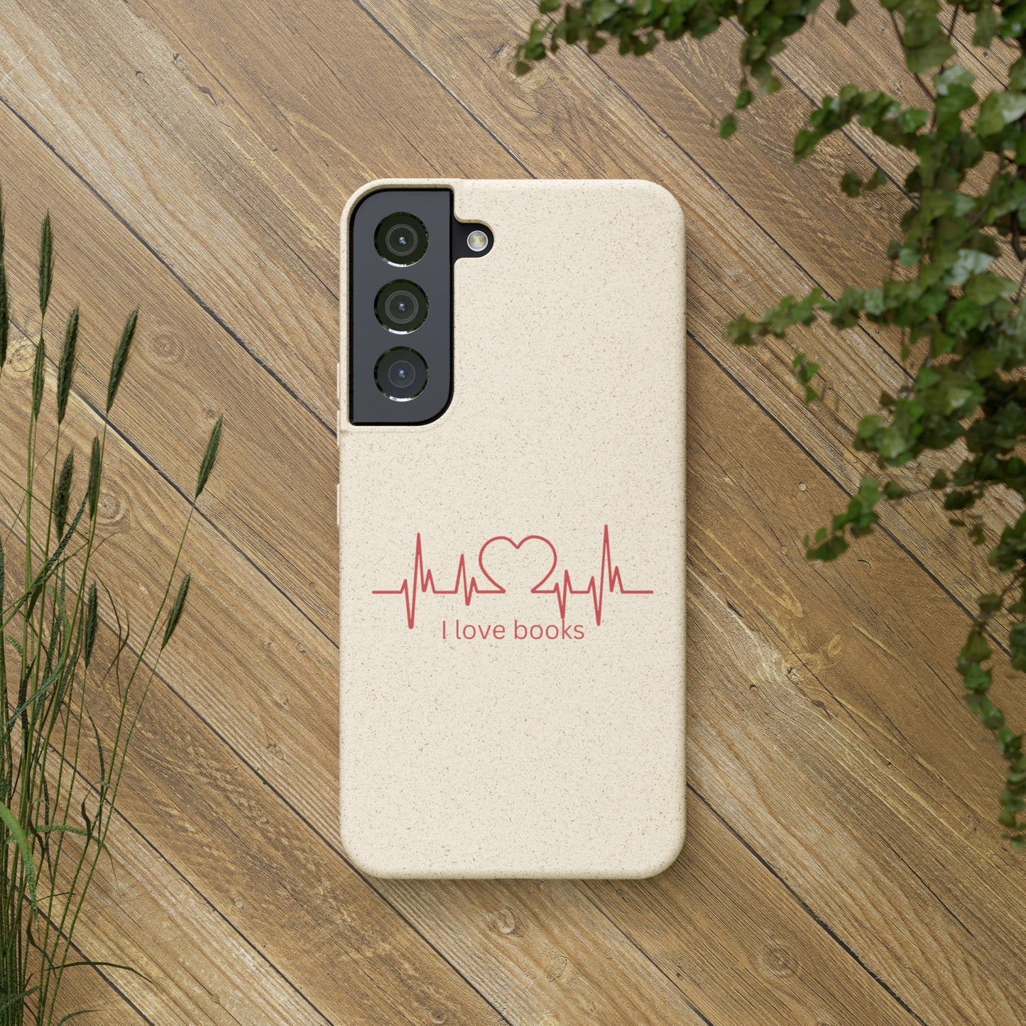 I Love Books Biodegradable Phone Case | Eco-Friendly & Wireless Charging Compatible