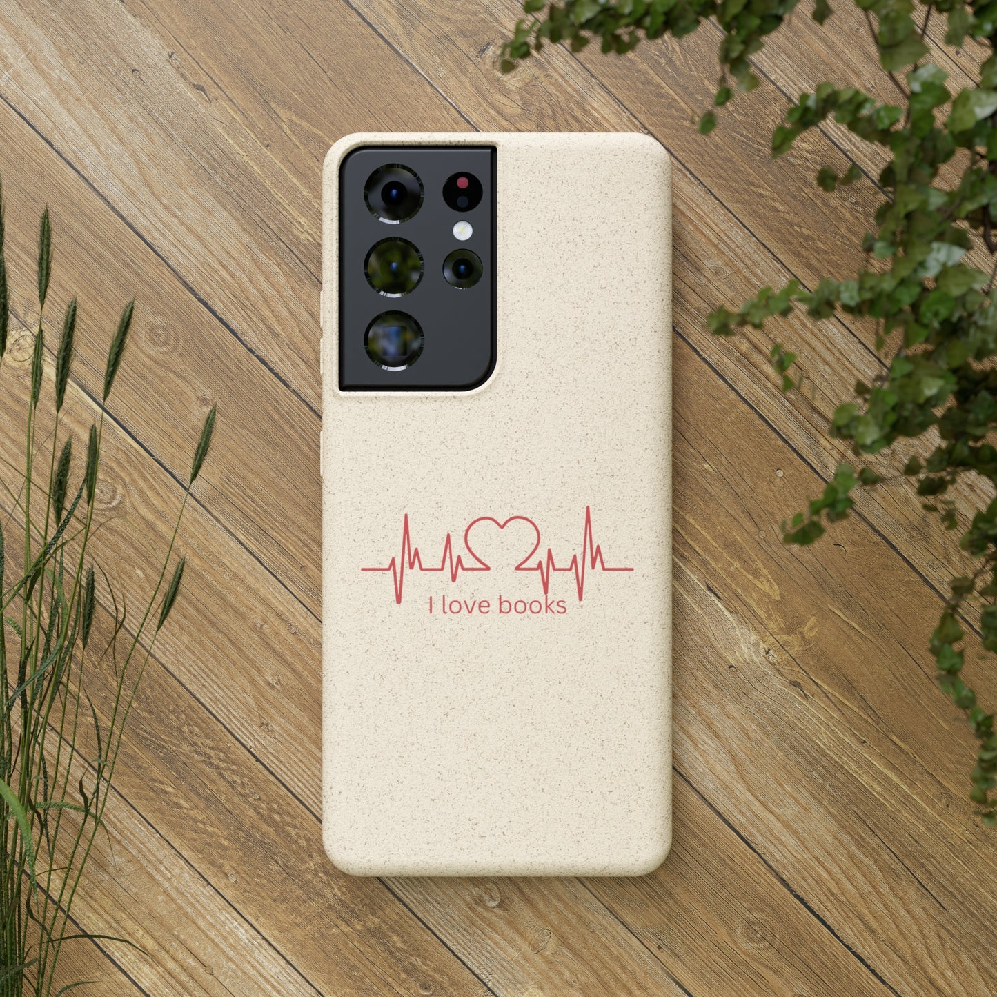I Love Books Biodegradable Phone Case | Eco-Friendly & Wireless Charging Compatible