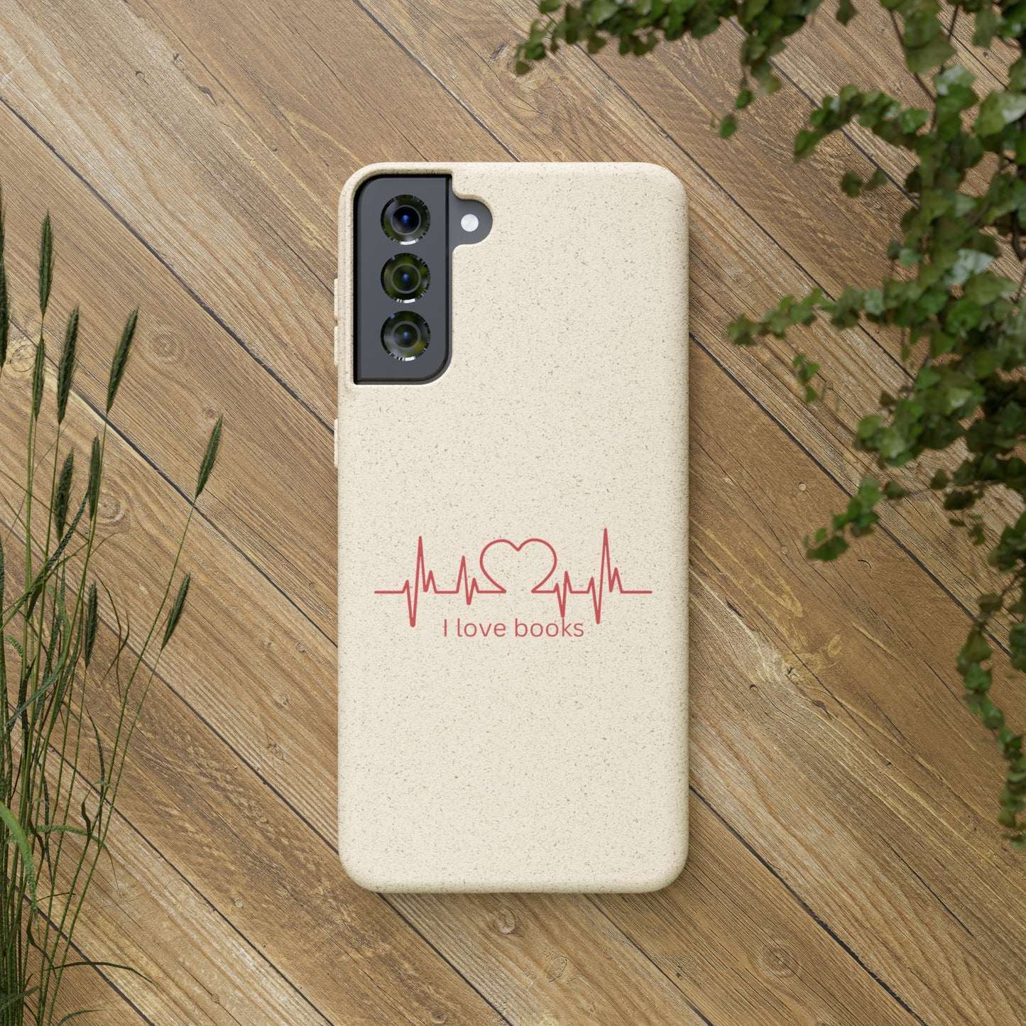 I Love Books Biodegradable Phone Case | Eco-Friendly & Wireless Charging Compatible