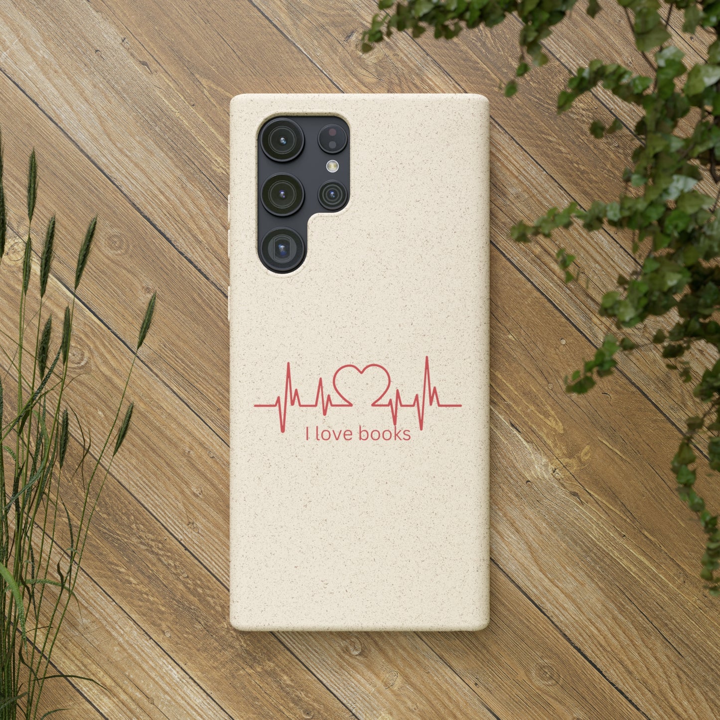 I Love Books Biodegradable Phone Case | Eco-Friendly & Wireless Charging Compatible