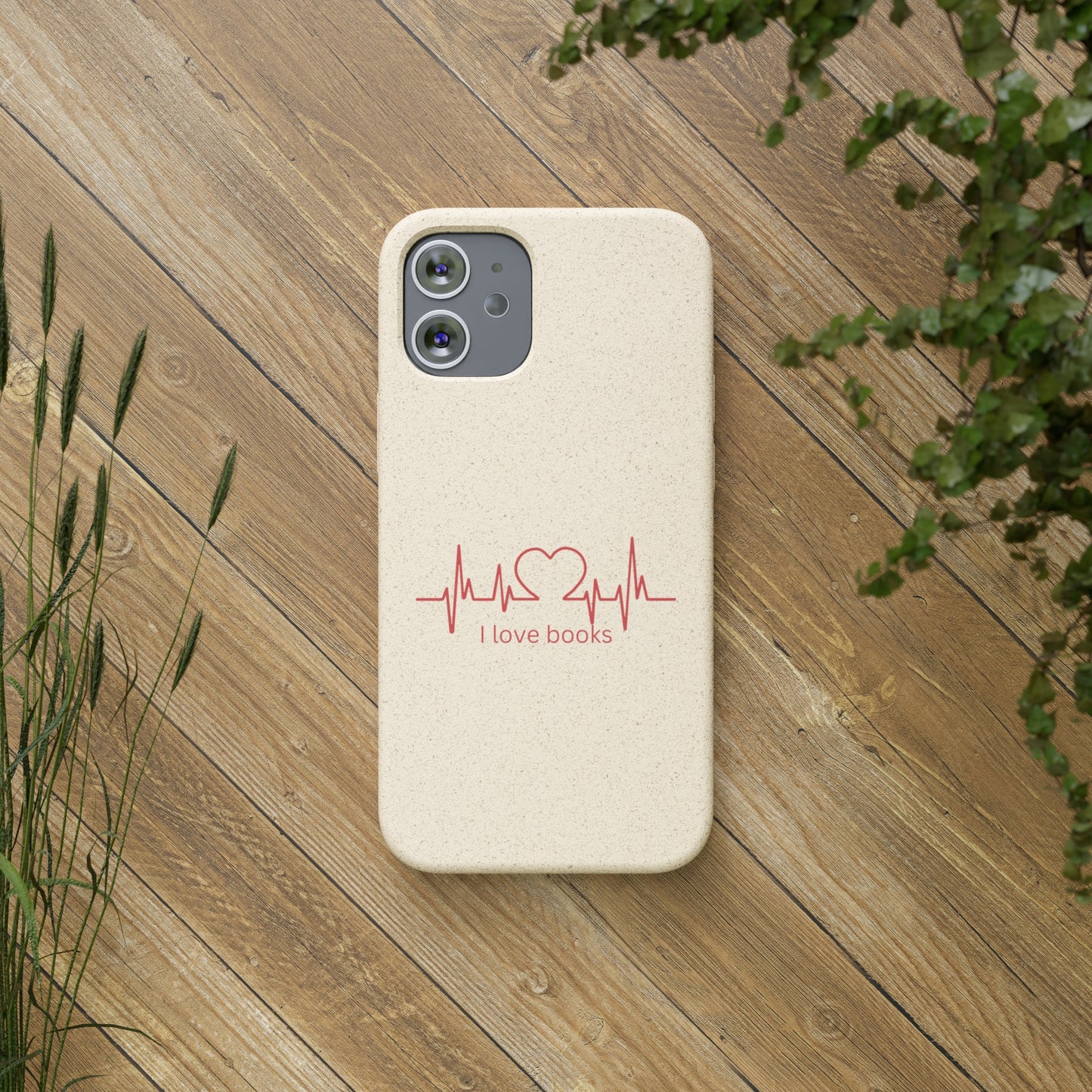 I Love Books Biodegradable Phone Case | Eco-Friendly & Wireless Charging Compatible