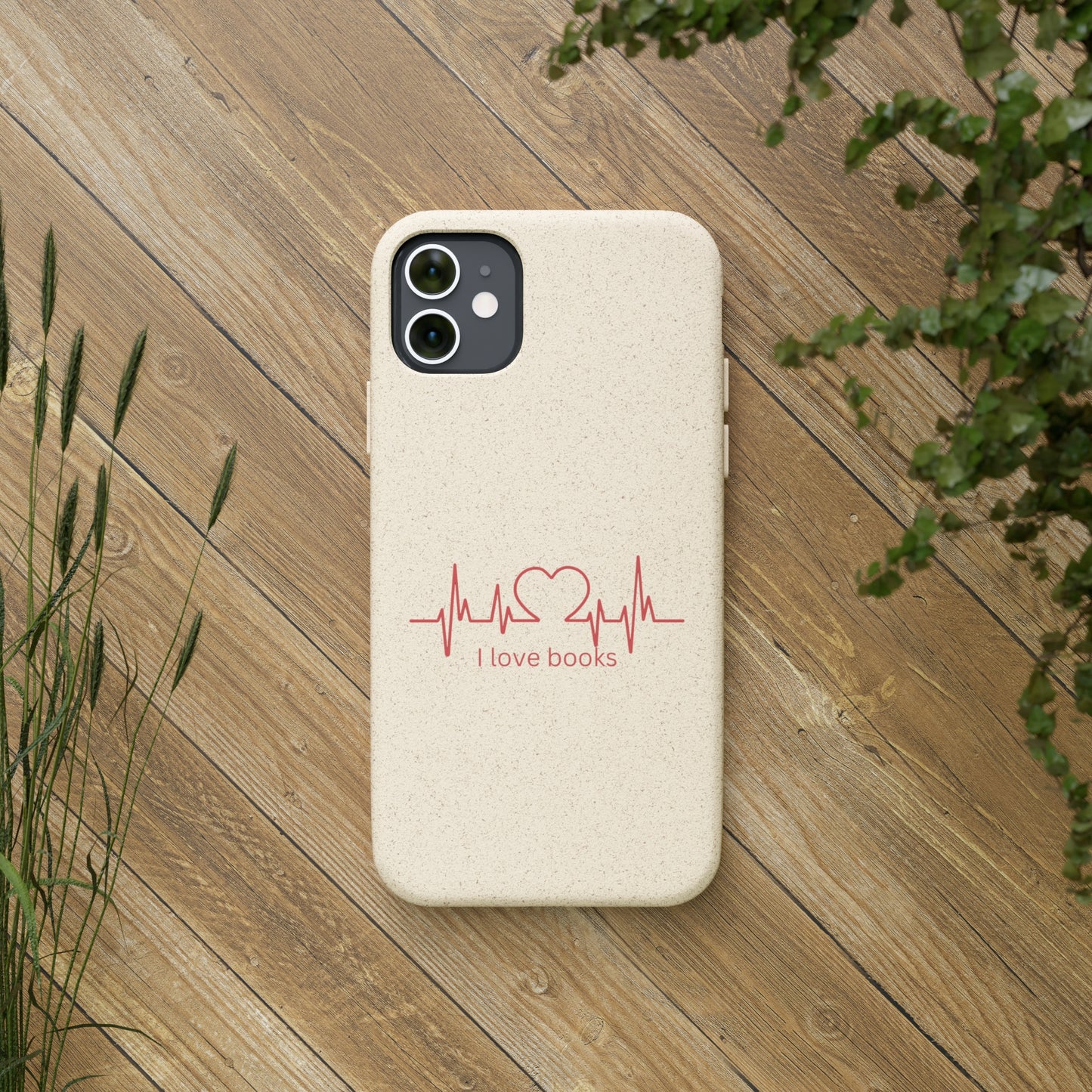 I Love Books Biodegradable Phone Case | Eco-Friendly & Wireless Charging Compatible