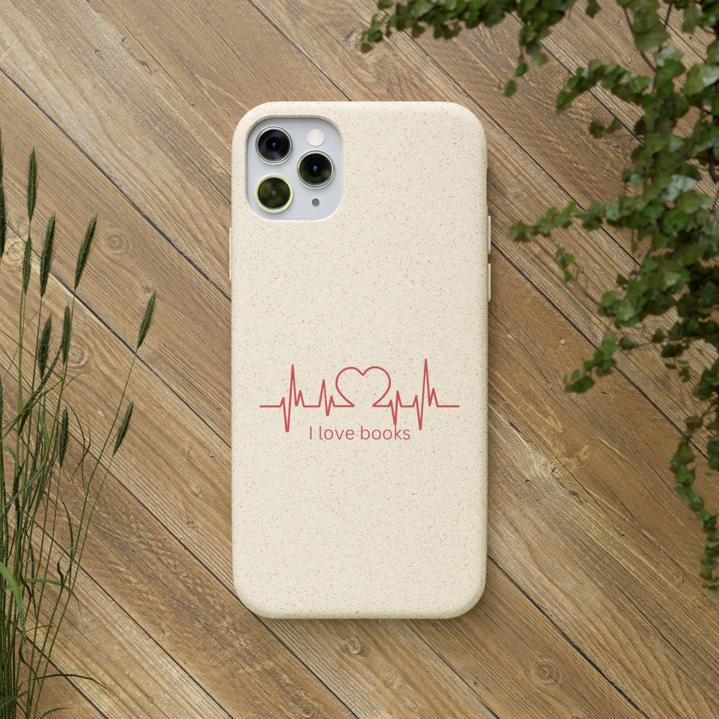I Love Books Biodegradable Phone Case | Eco-Friendly & Wireless Charging Compatible