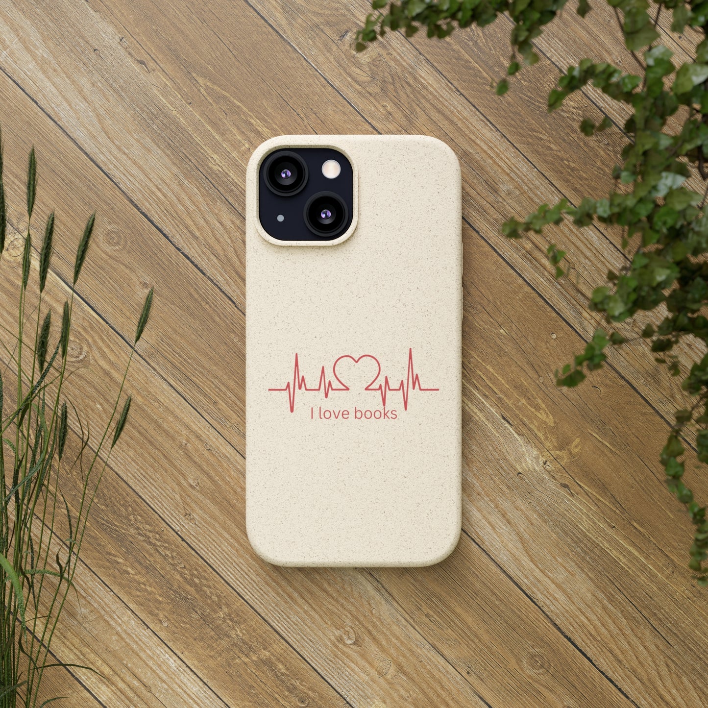 I Love Books Biodegradable Phone Case | Eco-Friendly & Wireless Charging Compatible