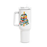 Bookish Christmas Tree Tumbler | 40oz Stainless Steel | Insulated for Hot & Cold Drinks | Perfect for Festive Adventures