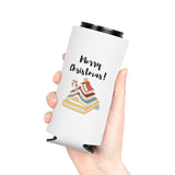 Merry Christmas with Bookish Christmas Tree | Insulated Can Coolers | Festive Drink Accessory