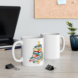 Bookish Christmas Tree Mug | Vivid Ceramic Coffee Mug | Holiday Book Lover’s Gift