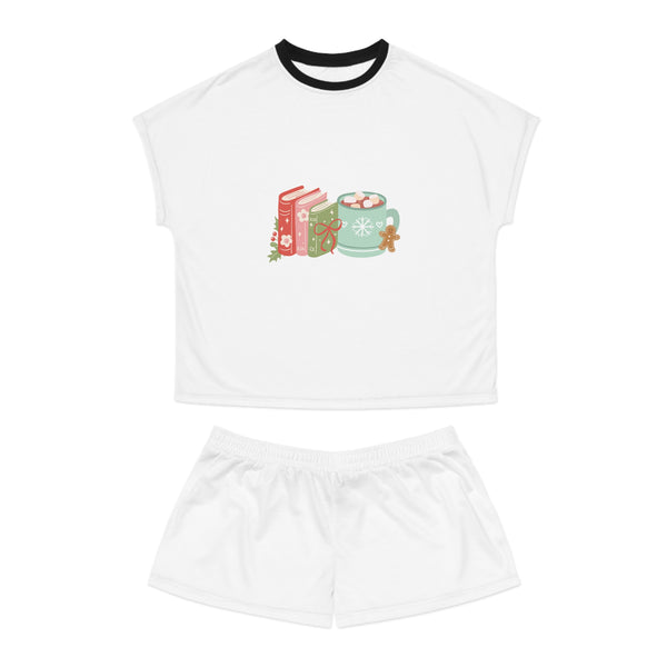 Books and Hot Cocoa | Women's Short Pajama Set | Cozy Comfort for Book Lovers