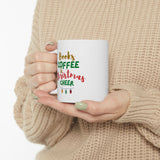 Books Coffee and Christmas Cheer Custom Ceramic Mug | 11oz & 15oz | BPA & Lead-Free | Microwave & Dishwasher Safe