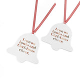 I Run on Books and Christmas Cheer Metal Christmas Ornaments | Durable White Aluminum | 4 Shapes Available