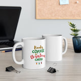 Books Coffee and Christmas Cheer Custom Ceramic Mug | 11oz & 15oz | BPA & Lead-Free | Microwave & Dishwasher Safe