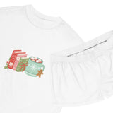 Books and Hot Cocoa | Women's Short Pajama Set | Cozy Comfort for Book Lovers