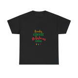 Books, Coffee, and Christmas Cheer Tee | Unisex Heavy Cotton | Holiday Design | 100% Ethically Sourced Cotton