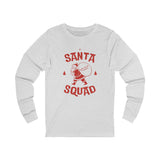 Santa Squad Long-Sleeved Tee | Santa with Book Bag Design | 'Better Be Books' Festive Slogan | Holiday-Themed Shirt | Unisex Fit for Book Lovers