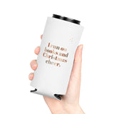 I Run on Books and Christmas Cheer Can Cooler | Festive Drink Insulator | Holiday-Themed Can Cooler for Book Lovers