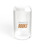 Thankful for Books Can Glass | Literary-Inspired Design | Ideal for Book Lovers | Perfect for Beer, Cider, or Your Favorite Beverage | Unique and Fun Gift Idea