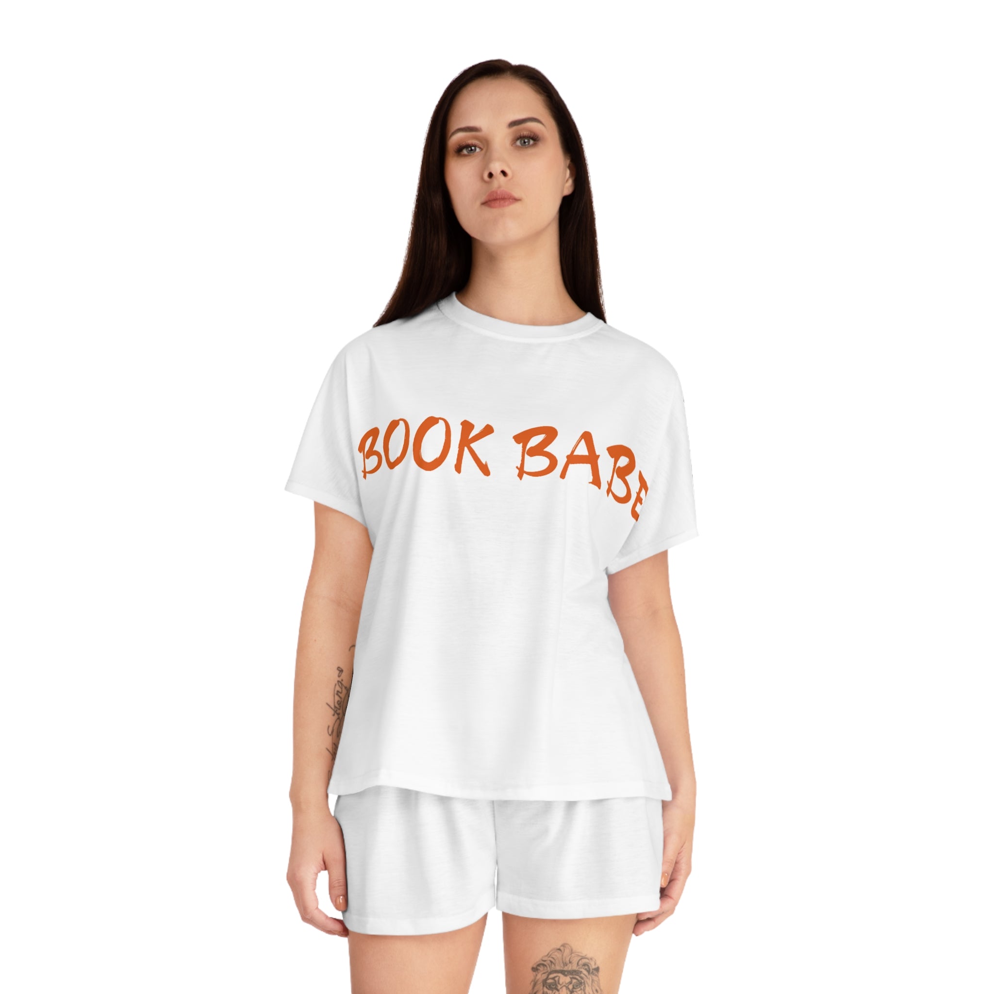 Book Babe Orange - Women's Short Pajama Set - Bookish Loving