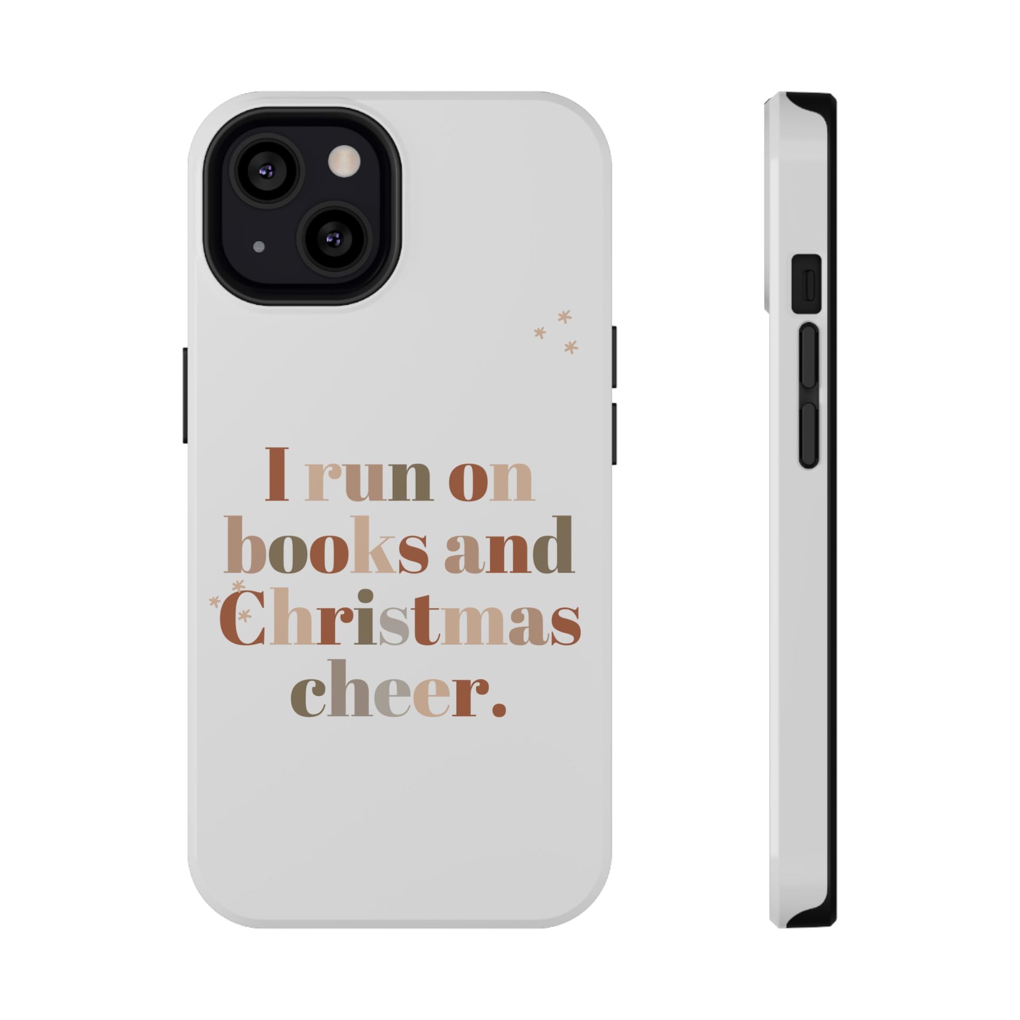 I Run on Books and Christmas Cheer | Custom Impact Resistant iPhone Case | Holiday Design | Durable and Slim Fit | Fits Multiple iPhone Models