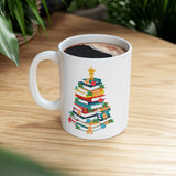 Bookish Christmas Tree Mug | Vivid Ceramic Coffee Mug | Holiday Book Lover’s Gift