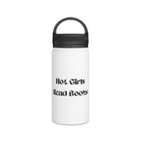 Hot Girls Read Books - Stainless Steel Water Bottle, Handle Lid - Bookish Loving