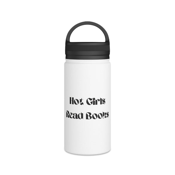 Hot Girls Read Books - Stainless Steel Water Bottle, Handle Lid - Bookish Loving