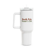 North Pole Reader's Club Tumbler | 40oz Stainless Steel | Festive Winter Design | Hot & Cold Insulation