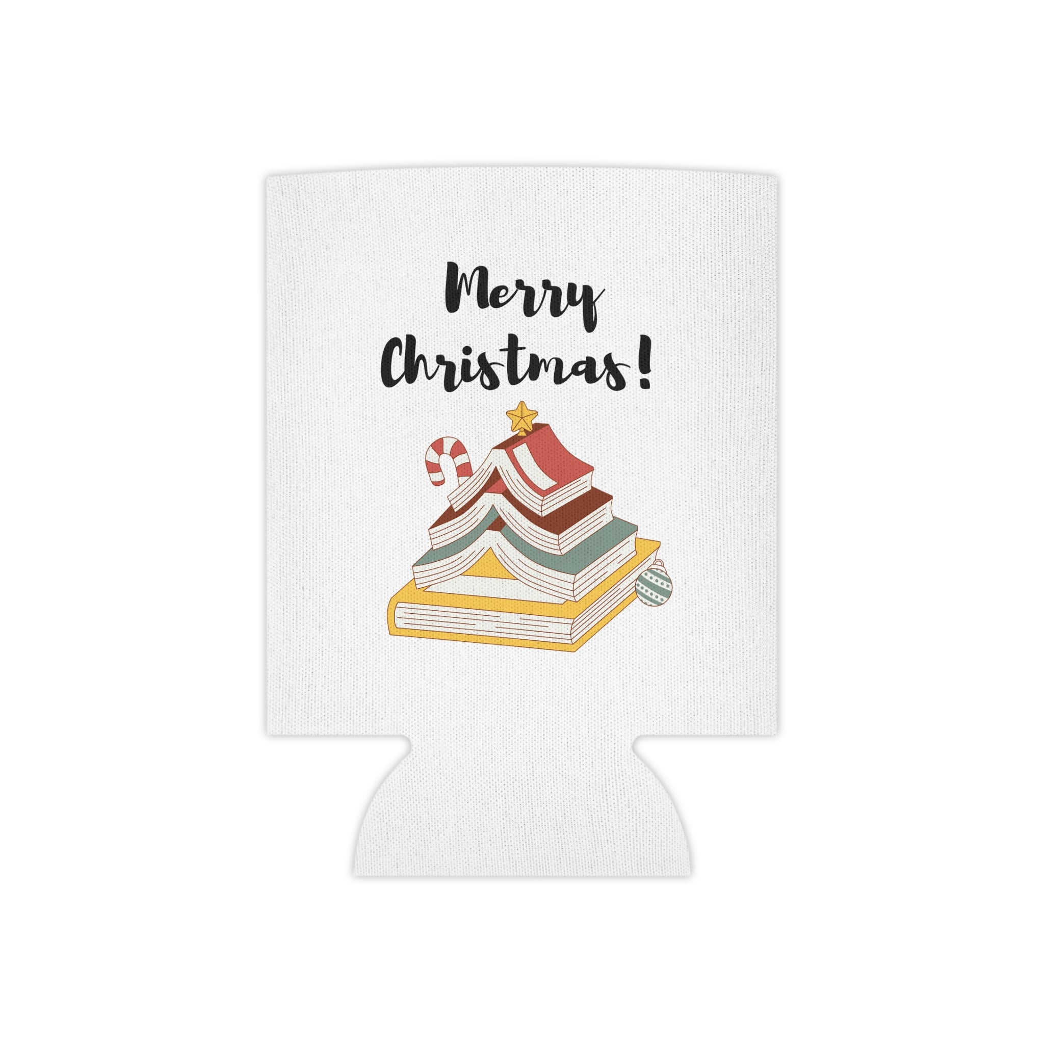 Merry Christmas with Bookish Christmas Tree | Insulated Can Coolers | Festive Drink Accessory