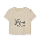 Hot Cocoa and Books Baby Tee | 100% Organic Cotton | Slim Fit | Cozy Book Lover Design