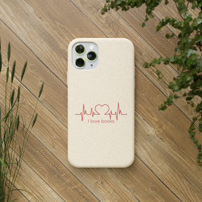 I Love Books Biodegradable Phone Case | Eco-Friendly & Wireless Charging Compatible