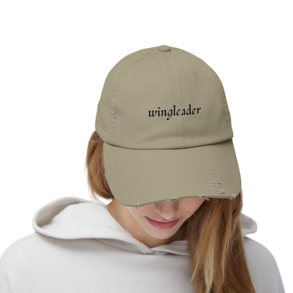 Wingleader Distressed Hat | Fourth Wing Book-Inspired Cap | Adjustable Cotton Twill Hat for Fantasy Book Lovers