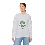 Books Coffee and Christmas Cheer Crewneck | Cozy Unisex Sweatshirt | Perfect for Book Lovers | Holiday Comfort