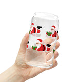 Nerdy Santa | 16oz Sipper Glass | Fun Holiday Design for Book Lovers | Christmas Cheer | Perfect for Seasonal Drinks