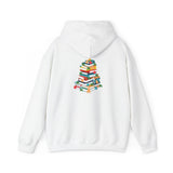 Bookish Christmas Tree Hoodie | Gingerbread & Star Design | Cozy Unisex Cotton-Polyester Blend | Holiday-Themed Hoodie for Book Lovers