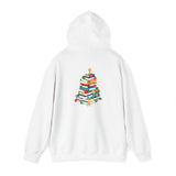 Bookish Christmas Tree Hoodie | Gingerbread & Star Design | Cozy Unisex Cotton-Polyester Blend | Holiday-Themed Hoodie for Book Lovers