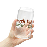 North Pole Reader's Club | 16oz Sipper Glass | Holiday-Inspired Design | Perfect for Seasonal Sipping | BPA-Free Glassware