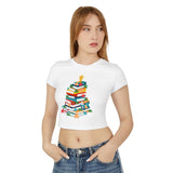 Bookish Christmas Tree Baby Tee | 100% Organic Cotton | Slim Fit | Festive Book Lover Design