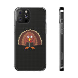 Turkey Reading a Book Clear Silicone Phone Case | Thanksgiving-Themed Design | Durable and Flexible | Perfect for Book Lovers | Compatible with iPhone Models