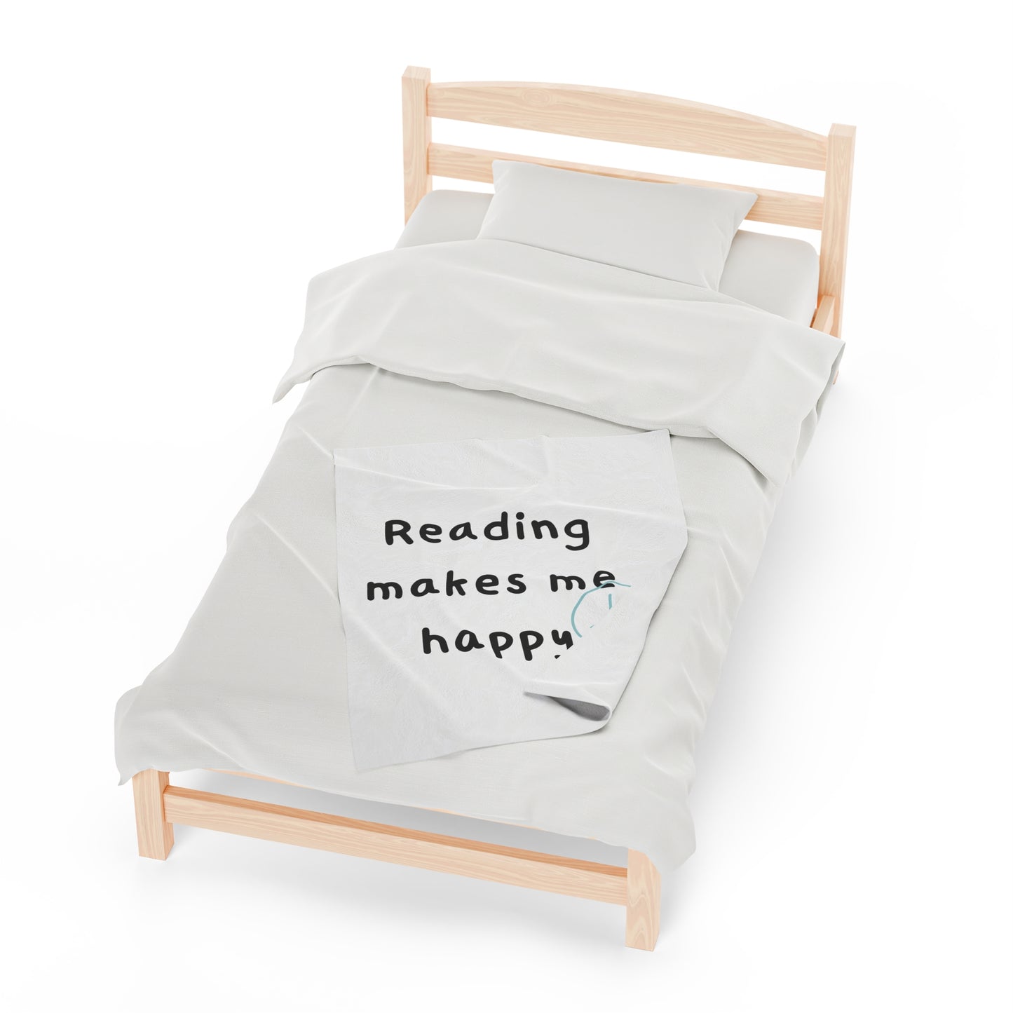 Reading Makes Me Happy Velveteen Plush Blanket | Ultra-Soft Throw | Perfect Gift for Book Lovers | Cozy Reading Companion | Available in Various Sizes