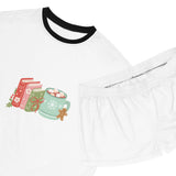 Books and Hot Cocoa | Women's Short Pajama Set | Cozy Comfort for Book Lovers