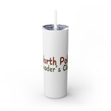 North Pole Reader's Club Skinny Tumbler | 20oz | Double-Wall Insulation | Festive Book Lover Design