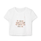 I Run on Books and Christmas Cheer Women's Baby Tee | Fitted Holiday T-Shirt for Book Lovers | Festive and Stylish Gift | Sizes for Every Reader