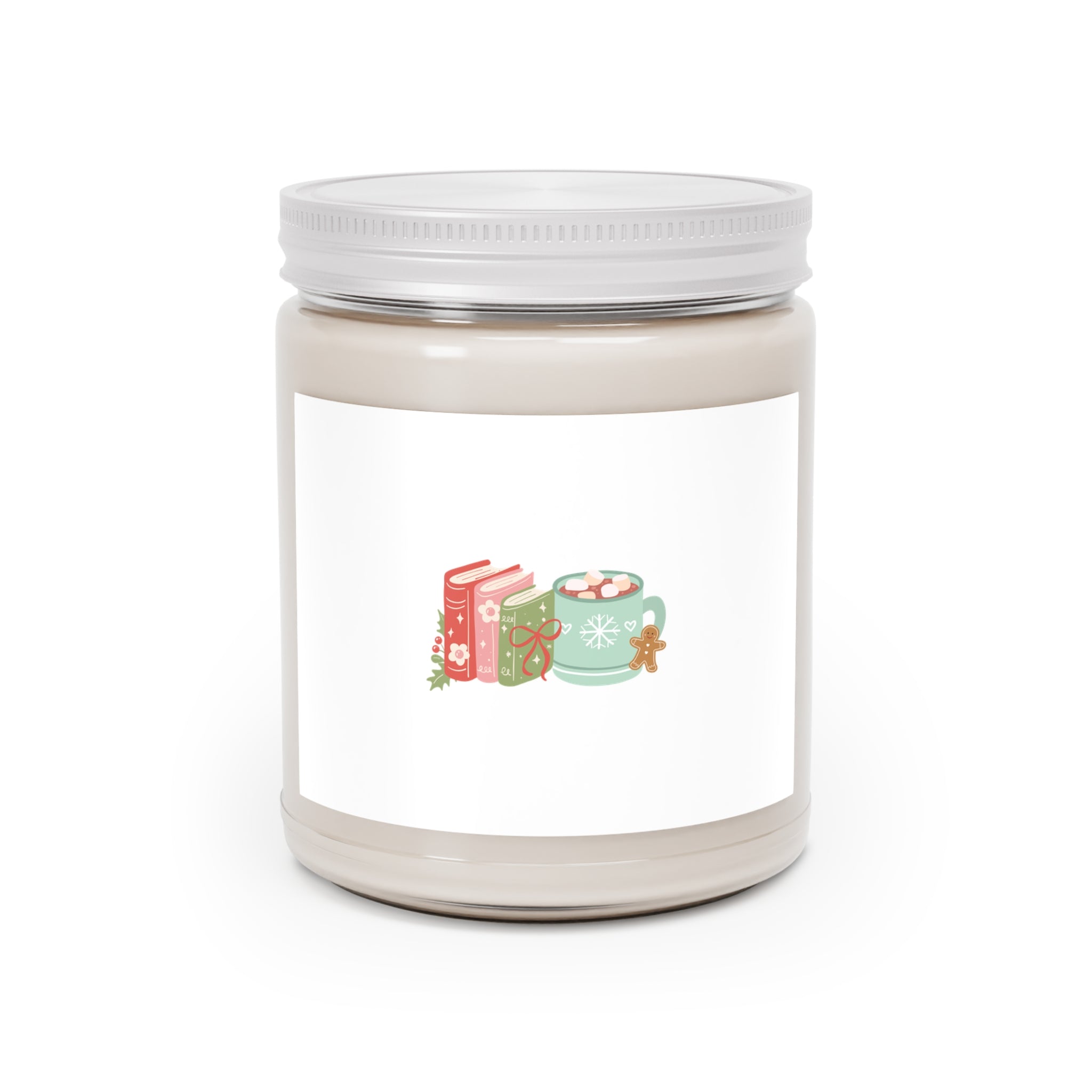 Books and Hot Cocoa | 9oz Soy Wax Candle | Cozy Holiday Scents | Clear Glass Jar | Perfect for Book Lovers