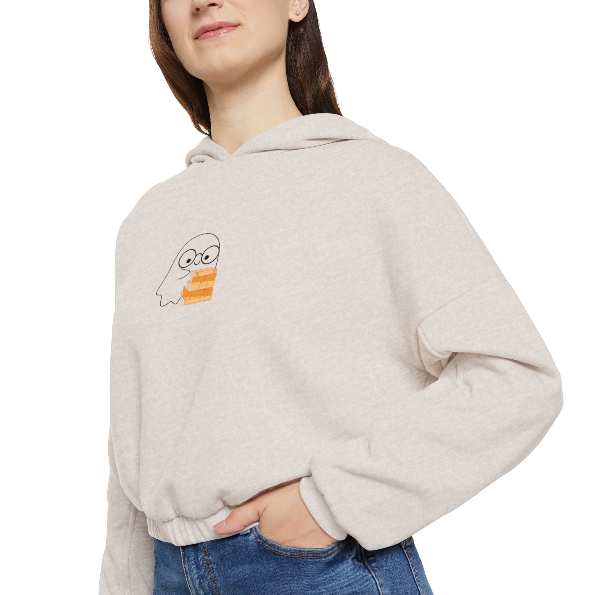 Nerd Ghost - Cinched Bottom Hoodie - Bookish Loving