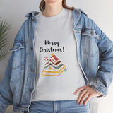 Merry Christmas with Bookish Christmas Tree Tee | Holiday Edition for Book Lovers | Unisex Cotton T-Shirt