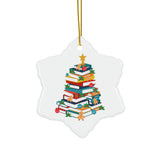 Bookish Christmas Tree Ornament | Ceramic Holiday Decoration for Book Lovers | 4 Shapes Available