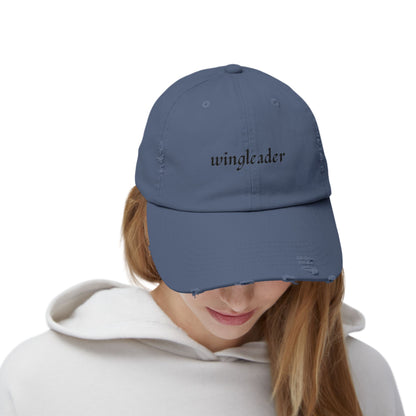 Wingleader Distressed Hat | Fourth Wing Book-Inspired Cap | Adjustable Cotton Twill Hat for Fantasy Book Lovers