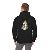 Bookish Christmas Tree Hoodie | Gingerbread & Star Design | Cozy Unisex Cotton-Polyester Blend | Holiday-Themed Hoodie for Book Lovers